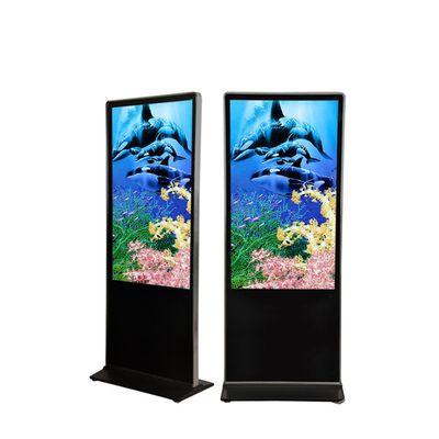 Totem Floor Stand Lcd شاشة تفاعلية تعمل باللمس شاشة عرض رقمية لافتات 55 75 بوصة